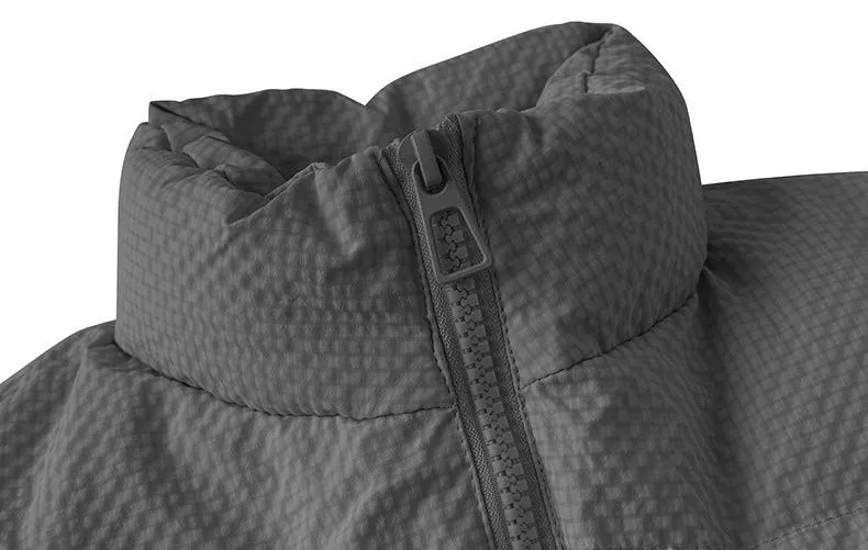 Vintage-style Zip-up Puffer Jacket for Unisex Wear