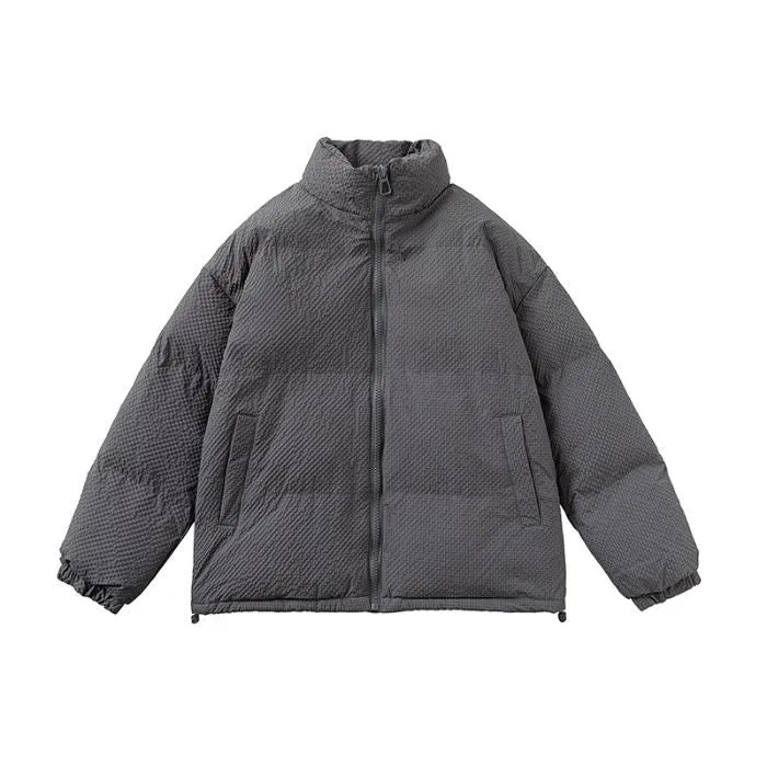 Vintage-style Zip-up Puffer Jacket for Unisex Wear