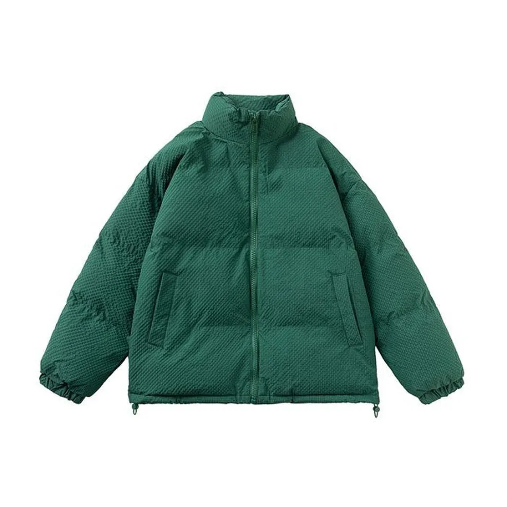 Vintage-style Zip-up Puffer Jacket for Unisex Wear