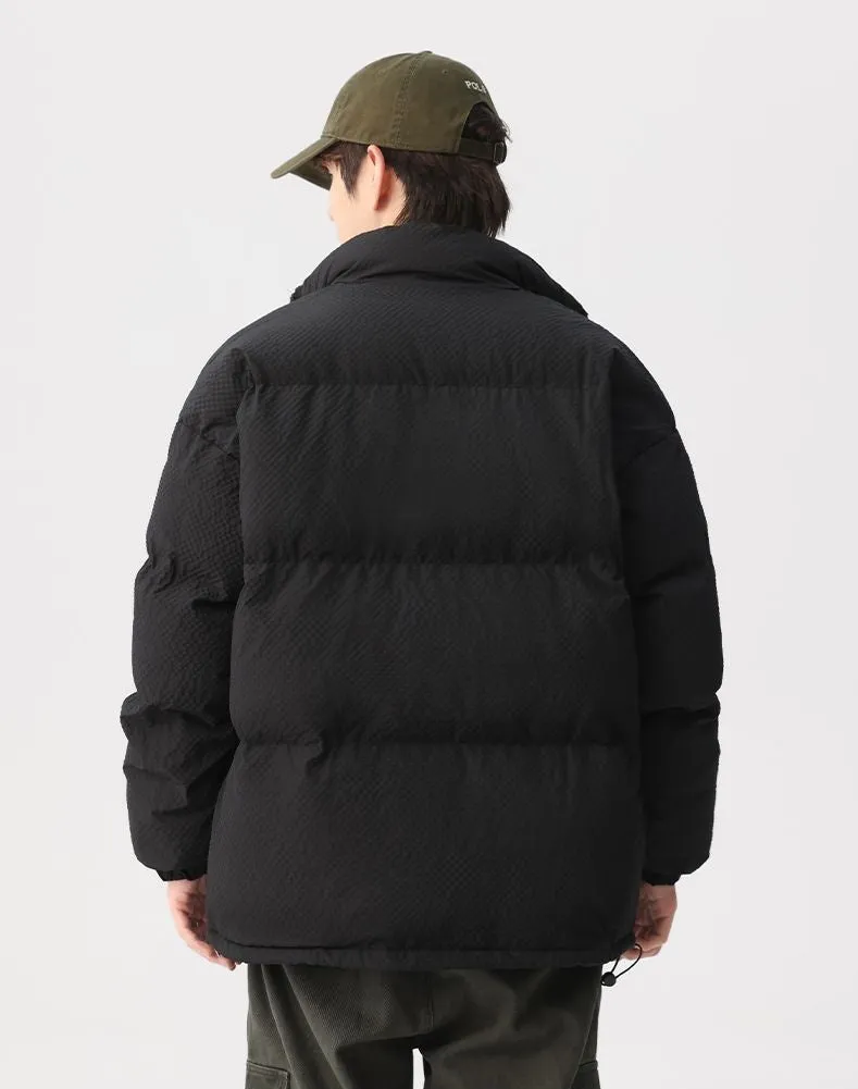 Vintage-style Zip-up Puffer Jacket for Unisex Wear