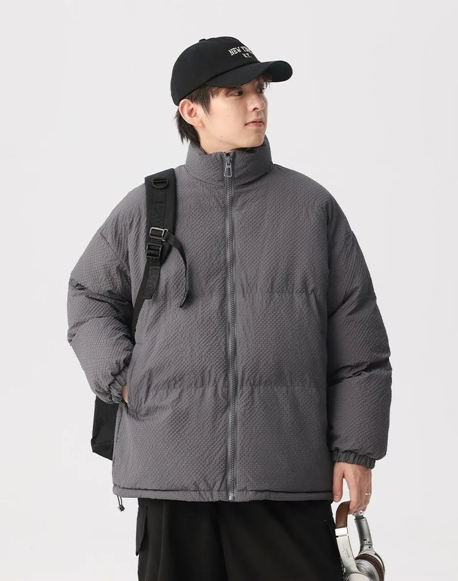 Vintage-style Zip-up Puffer Jacket for Unisex Wear