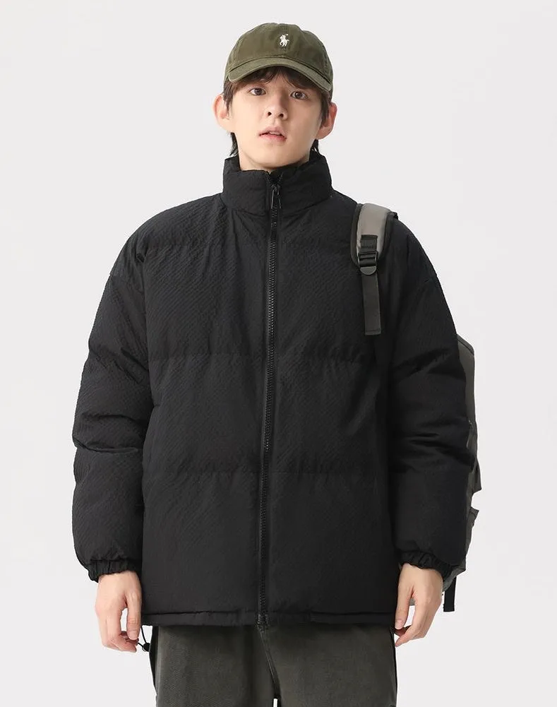 Vintage-style Zip-up Puffer Jacket for Unisex Wear