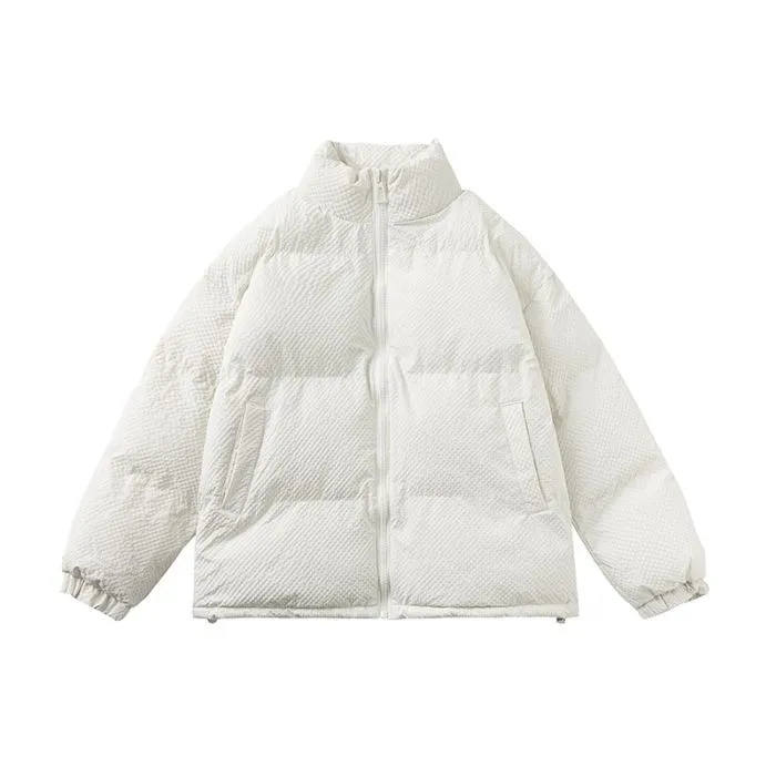 Vintage-style Zip-up Puffer Jacket for Unisex Wear