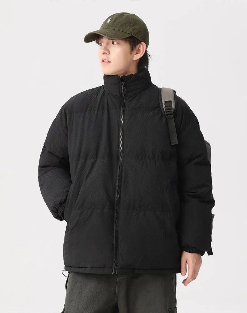 Vintage-style Zip-up Puffer Jacket for Unisex Wear
