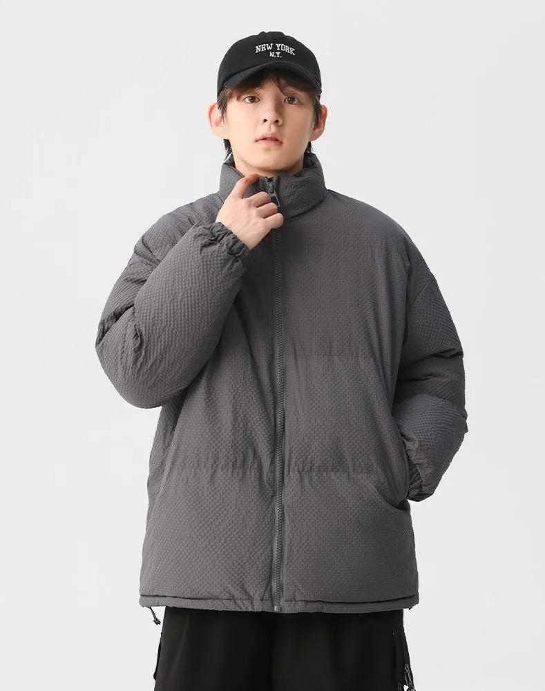 Vintage-style Zip-up Puffer Jacket for Unisex Wear