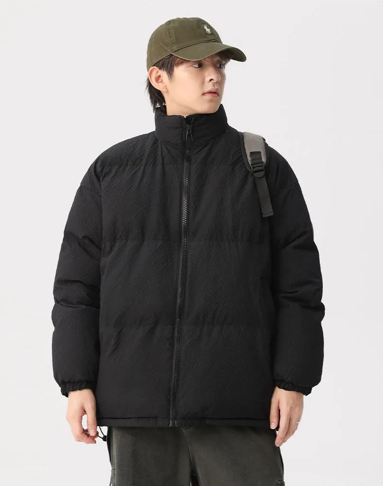 Vintage-style Zip-up Puffer Jacket for Unisex Wear
