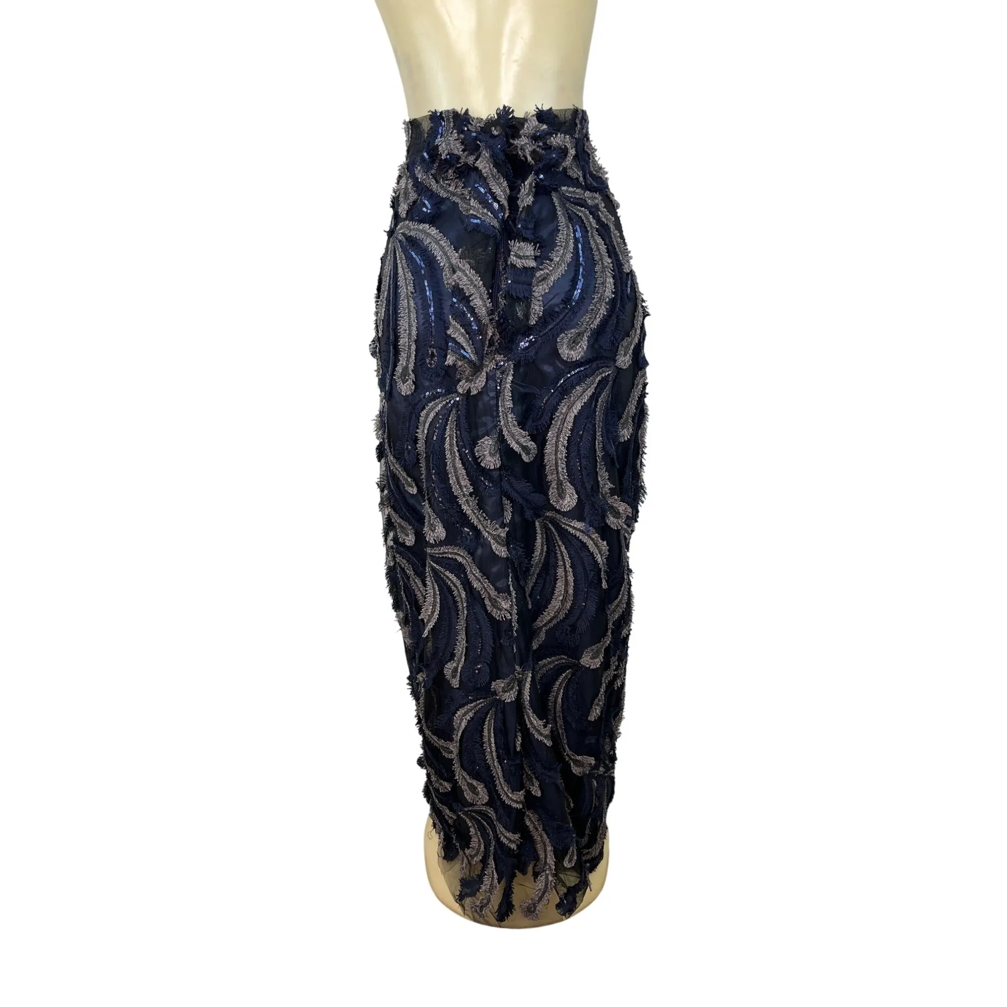 Vintage Women’s Navy Blue Maxi Pencil Skirt Back Zipper Clousure Size M/L