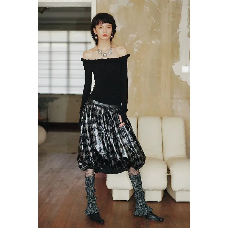 Voluminous Metallic Diamond Skirt