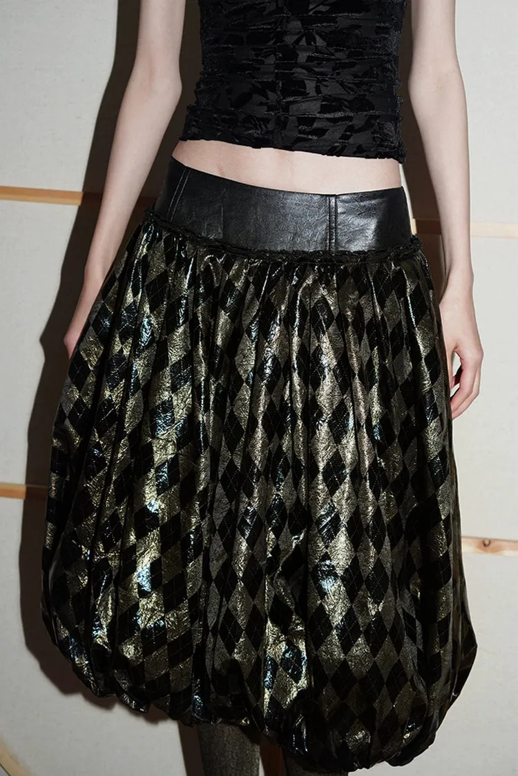 Voluminous Metallic Diamond Skirt