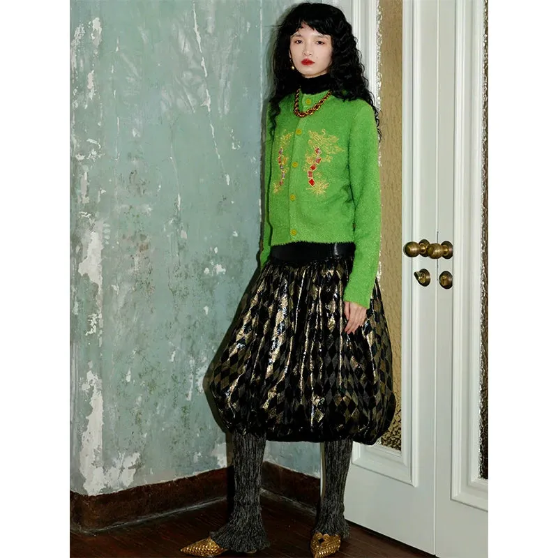 Voluminous Metallic Diamond Skirt