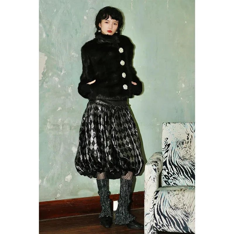 Voluminous Metallic Diamond Skirt