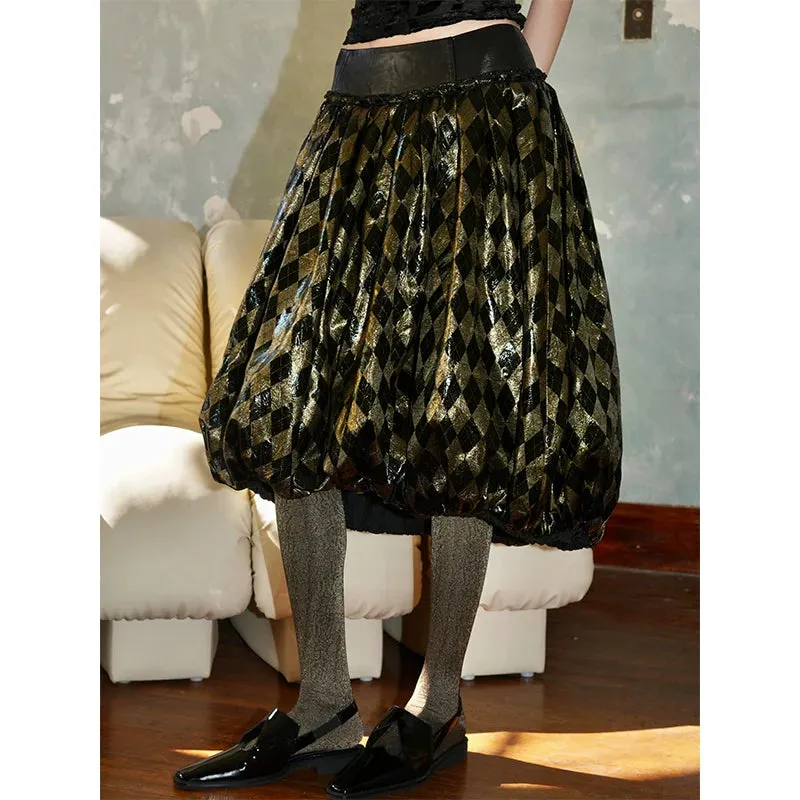 Voluminous Metallic Diamond Skirt