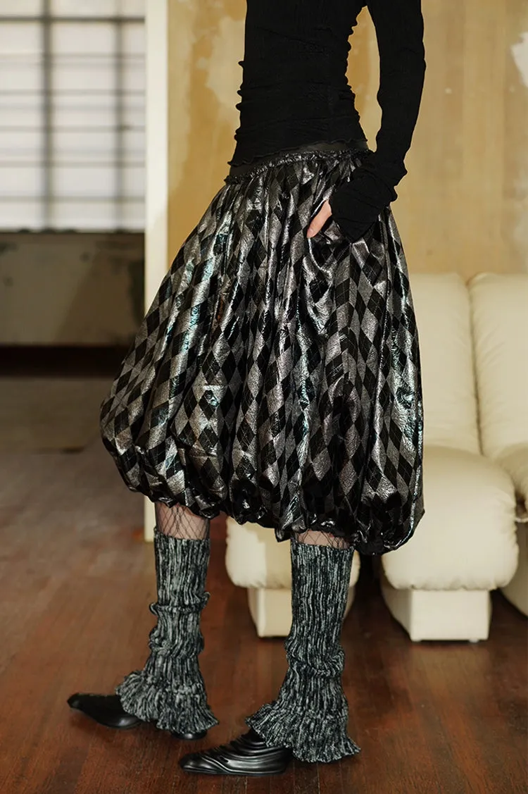 Voluminous Metallic Diamond Skirt