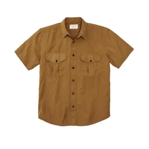Washed Short Sleeve Feather Cloth Shirt | Gold Ochre