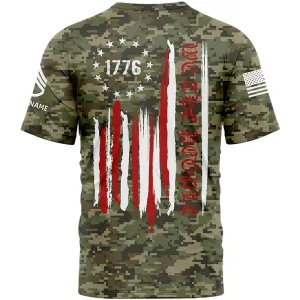 We The People Freedom Custom Camo 1776 American Flag Military Rank Staff sergeant Veteran Name T-Shirt