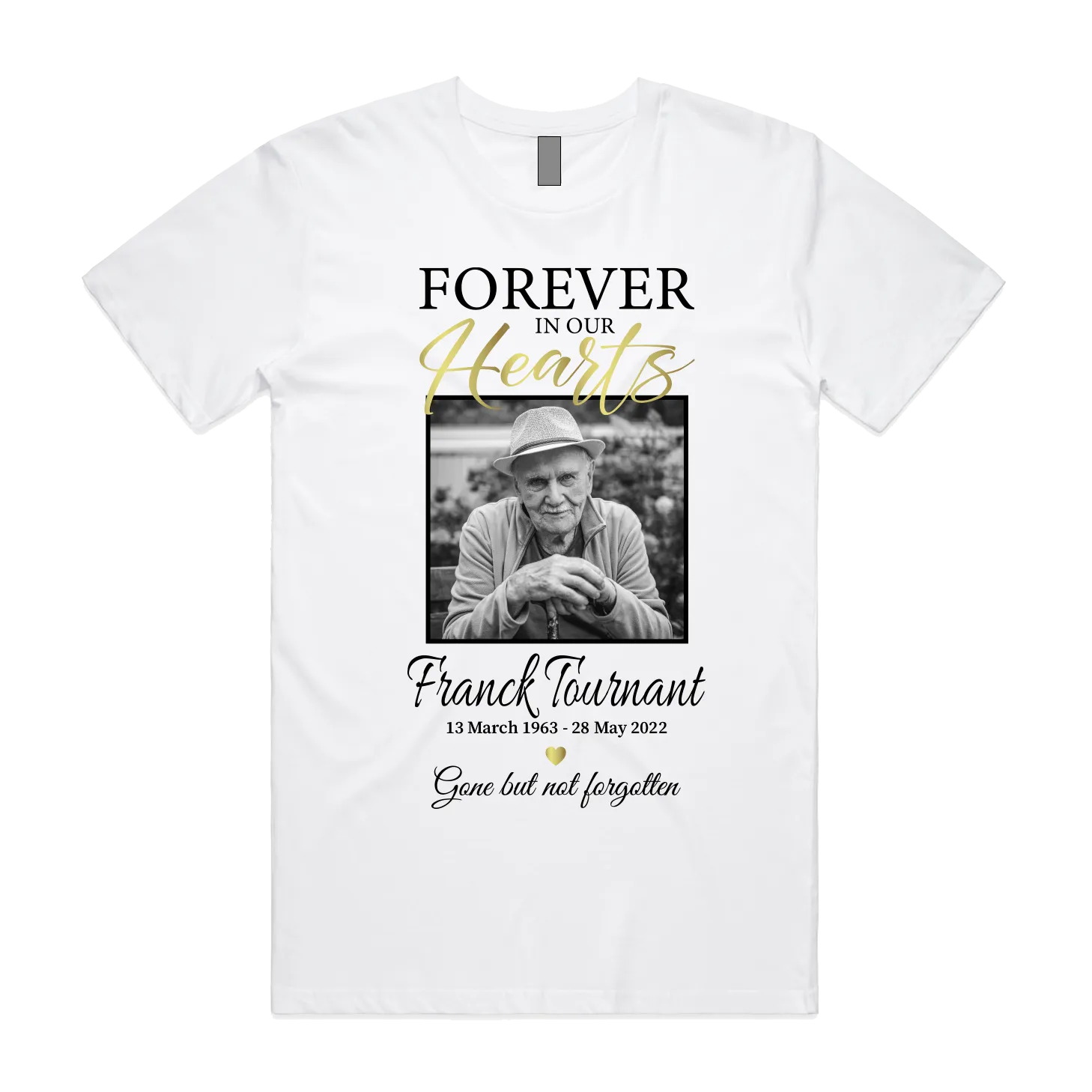 White T-shirt Black & Gold Writings