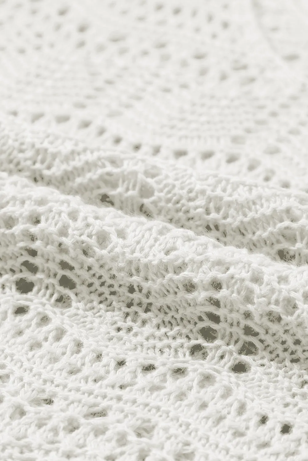 White V Neck Textured Hollow-out Sweater Vest