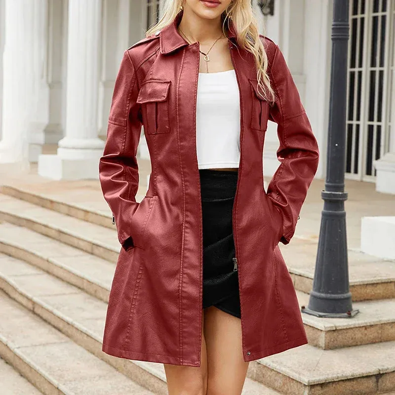 Winter slim jacket in faux leather-like - Cozy and warm for winter