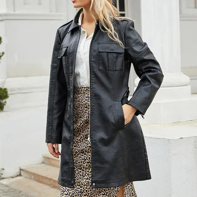 Winter slim jacket in faux leather-like - Cozy and warm for winter