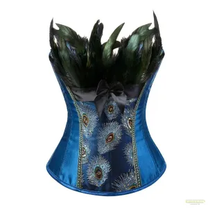Women Corsets Peacock Feather Corset Steampunk Glitter Bustier Vintage Embroidery Korsett Wedding Party Costume Burlesque Outfit
