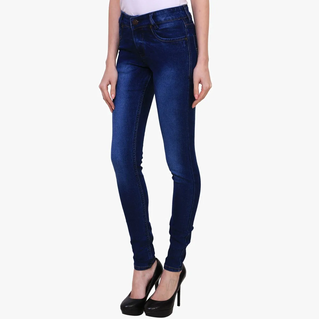 Women's Skinny Fit Mid-Rise Light Fade Clean Look Streachable Jeans