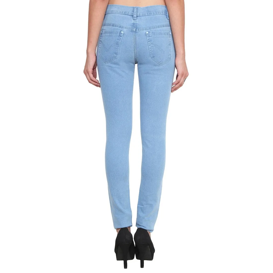 Women's Slim Fit Mid-Rise Clean Look Knee Slit Streachable Jeans