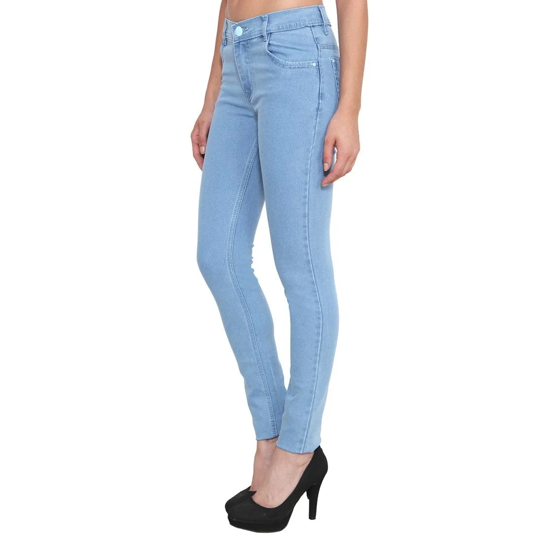 Women's Slim Fit Mid-Rise Light Fade Clean Look Streachable Jeans