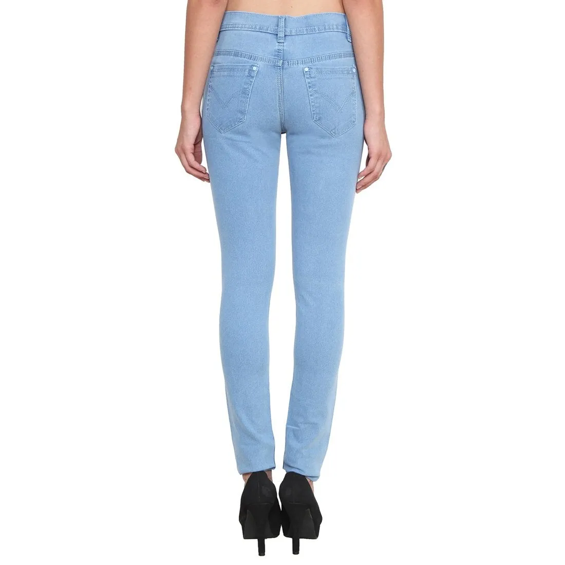 Women's Slim Fit Mid-Rise Light Fade Clean Look Streachable Jeans
