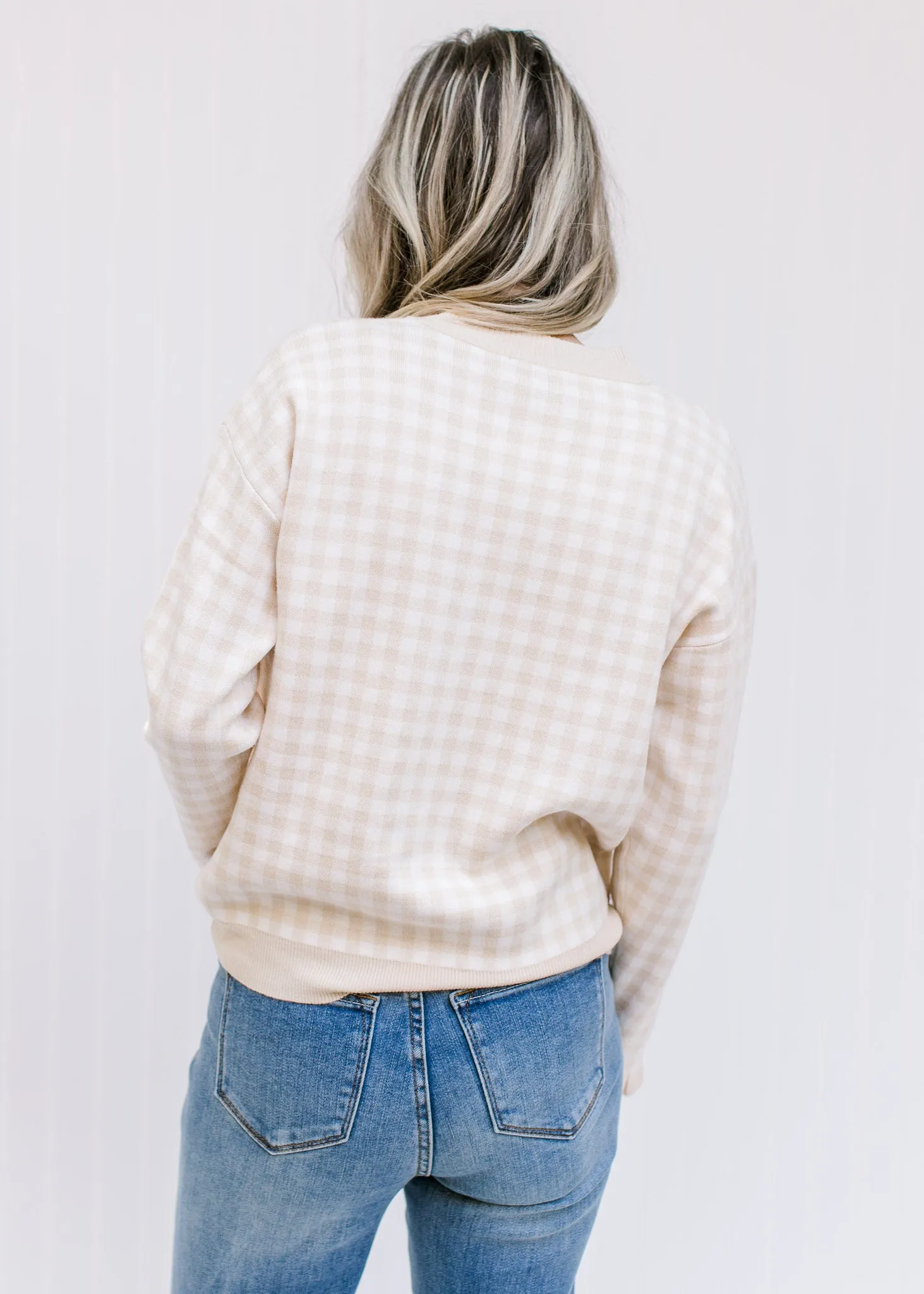 X Taupe Checks Sweater