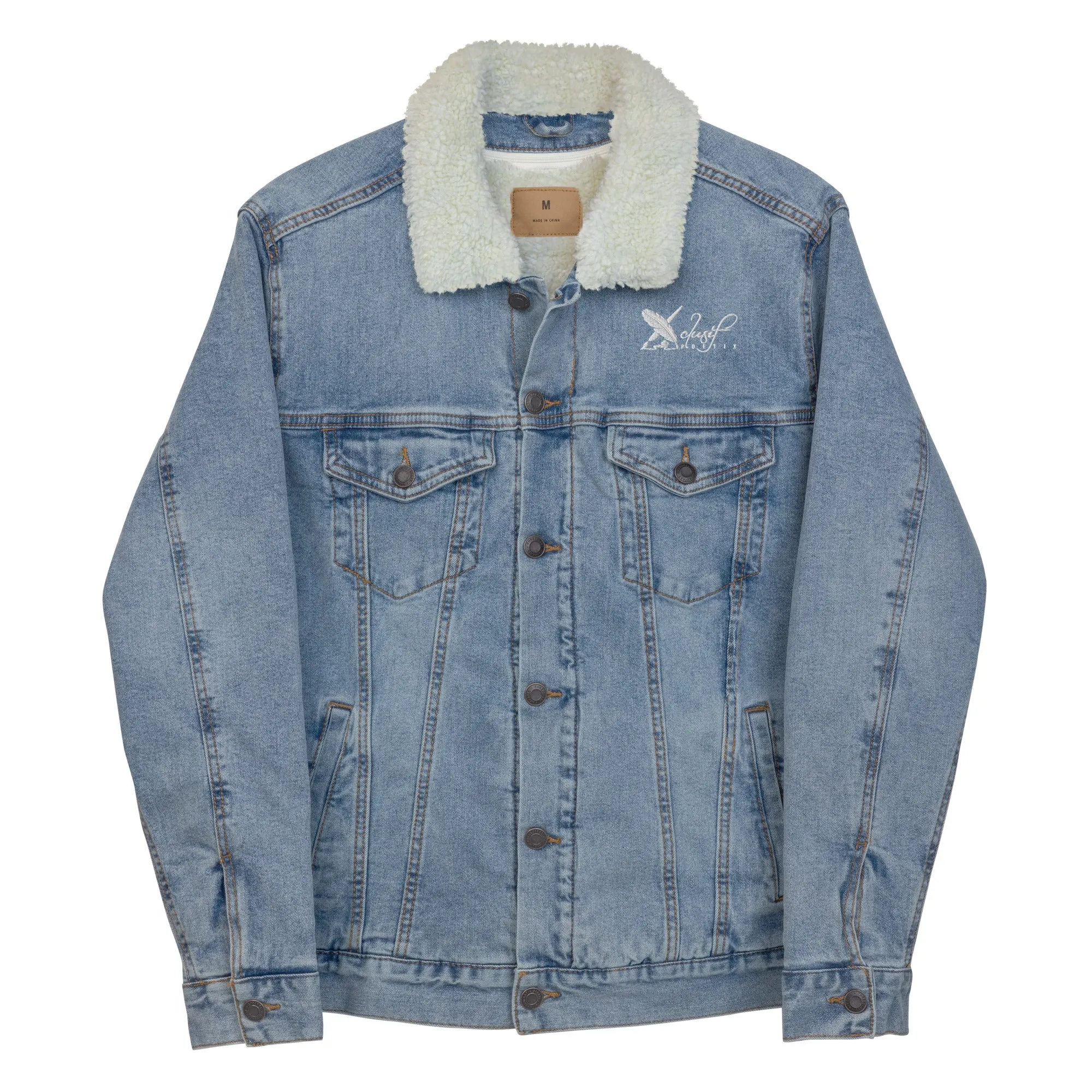 XCLUSIF POETIX WHITE LOGO Unisex denim sherpa jacket