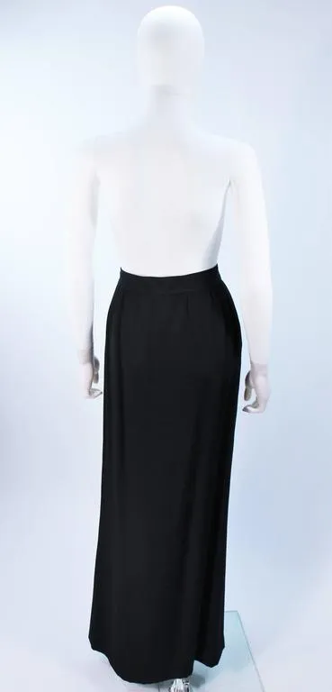YVES SAINT LAURENT Black Skirt with Rhinestone Buttons Size 44