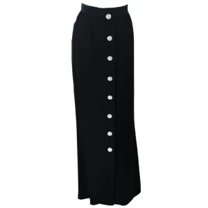 YVES SAINT LAURENT Black Skirt with Rhinestone Buttons Size 44