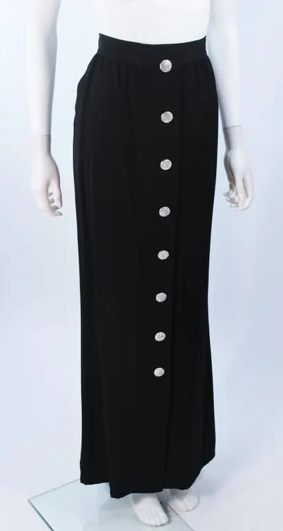 YVES SAINT LAURENT Black Skirt with Rhinestone Buttons Size 44