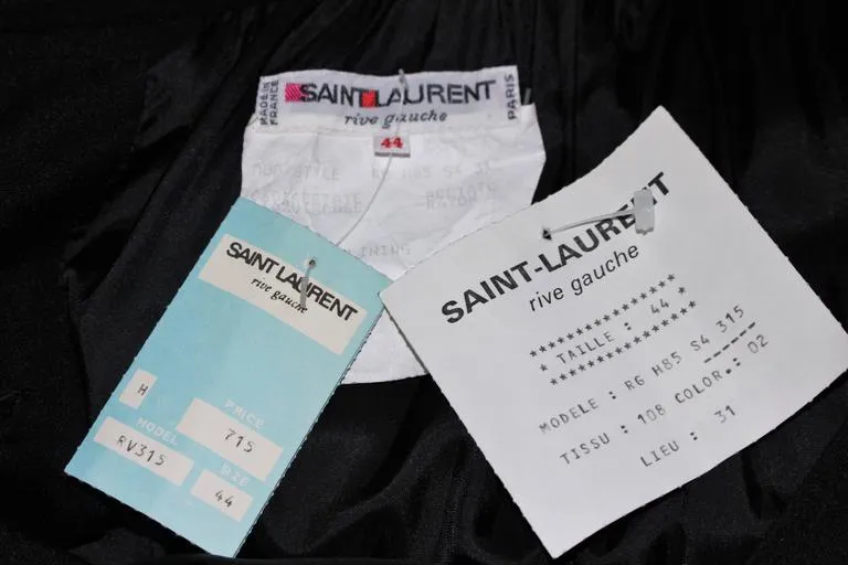 YVES SAINT LAURENT Black Skirt with Rhinestone Buttons Size 44