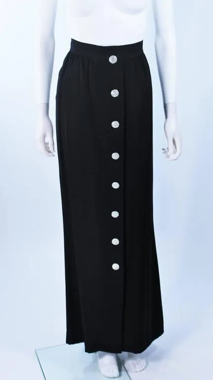 YVES SAINT LAURENT Black Skirt with Rhinestone Buttons Size 44
