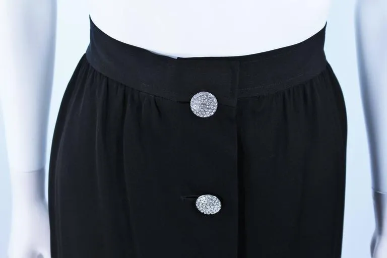 YVES SAINT LAURENT Black Skirt with Rhinestone Buttons Size 44