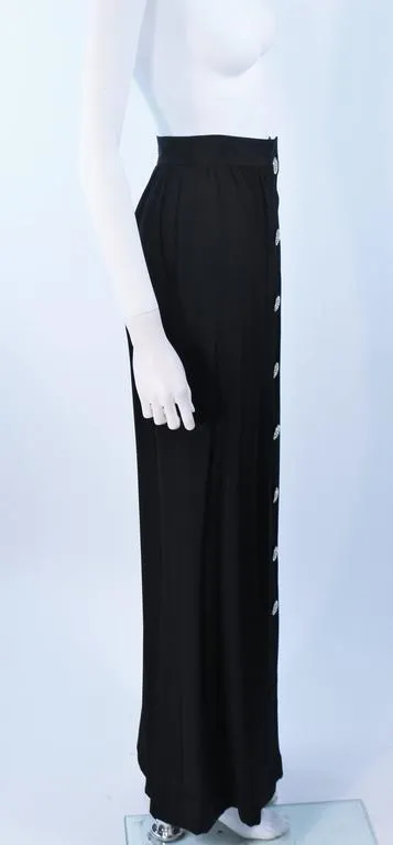 YVES SAINT LAURENT Black Skirt with Rhinestone Buttons Size 44