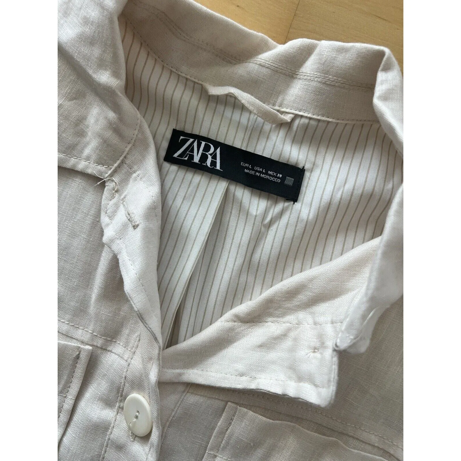 Zara Women's Cream White Soft Button Down Crop Top – Large
