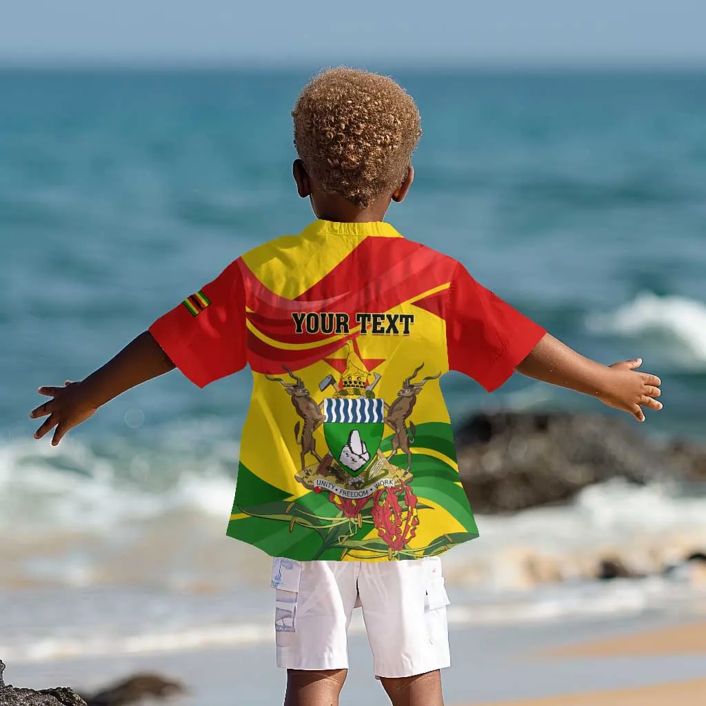 Zimbabwe Independence Day Kid Hawaiian Shirt Featuring Chapungu Bird and Flame Lily LT01